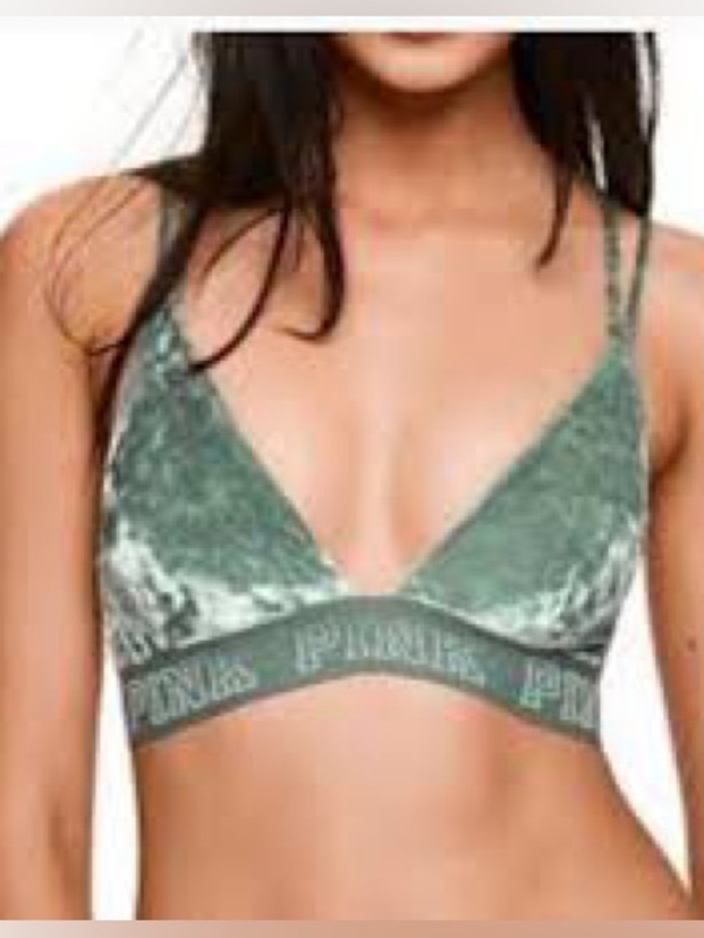 PINK velour sage green wireless bralette